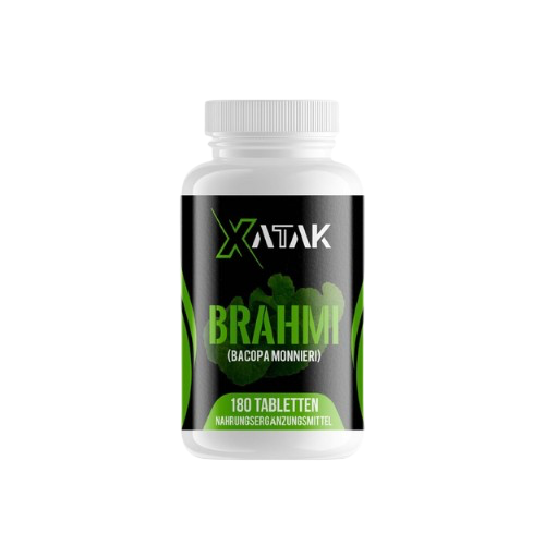 XATAK Bio Brahmi+ | 1.500mg Bacopa monnieri Pulver | 2% Bacoside | Laborgeprüft | Vegan & Zusatzfrei | Originale Brahmi Pulver BIO aus Indien 180 Tabletten