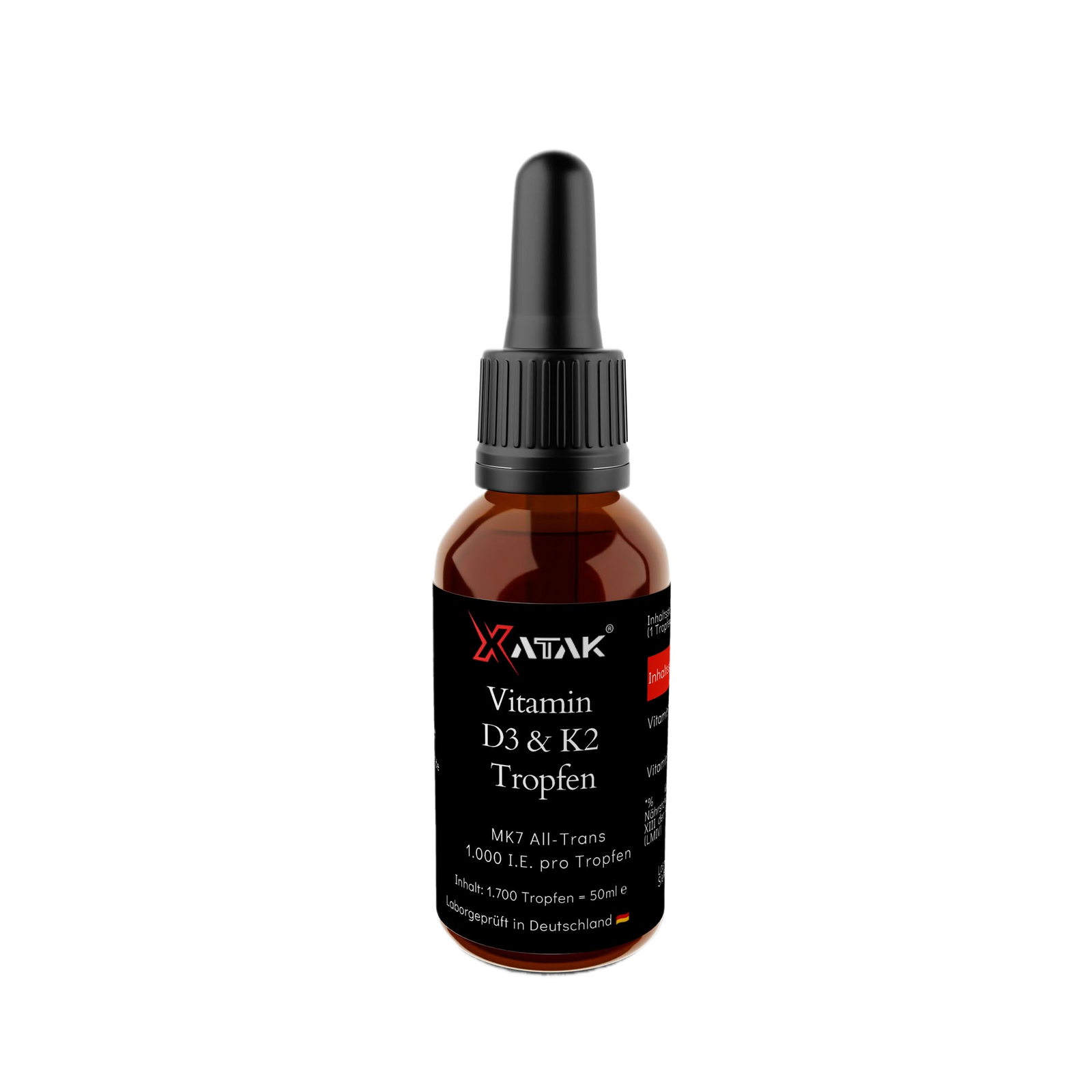 Vitamin D3 + K2 - 1.700 Tropfen (1.000 I.E.) - 50ml